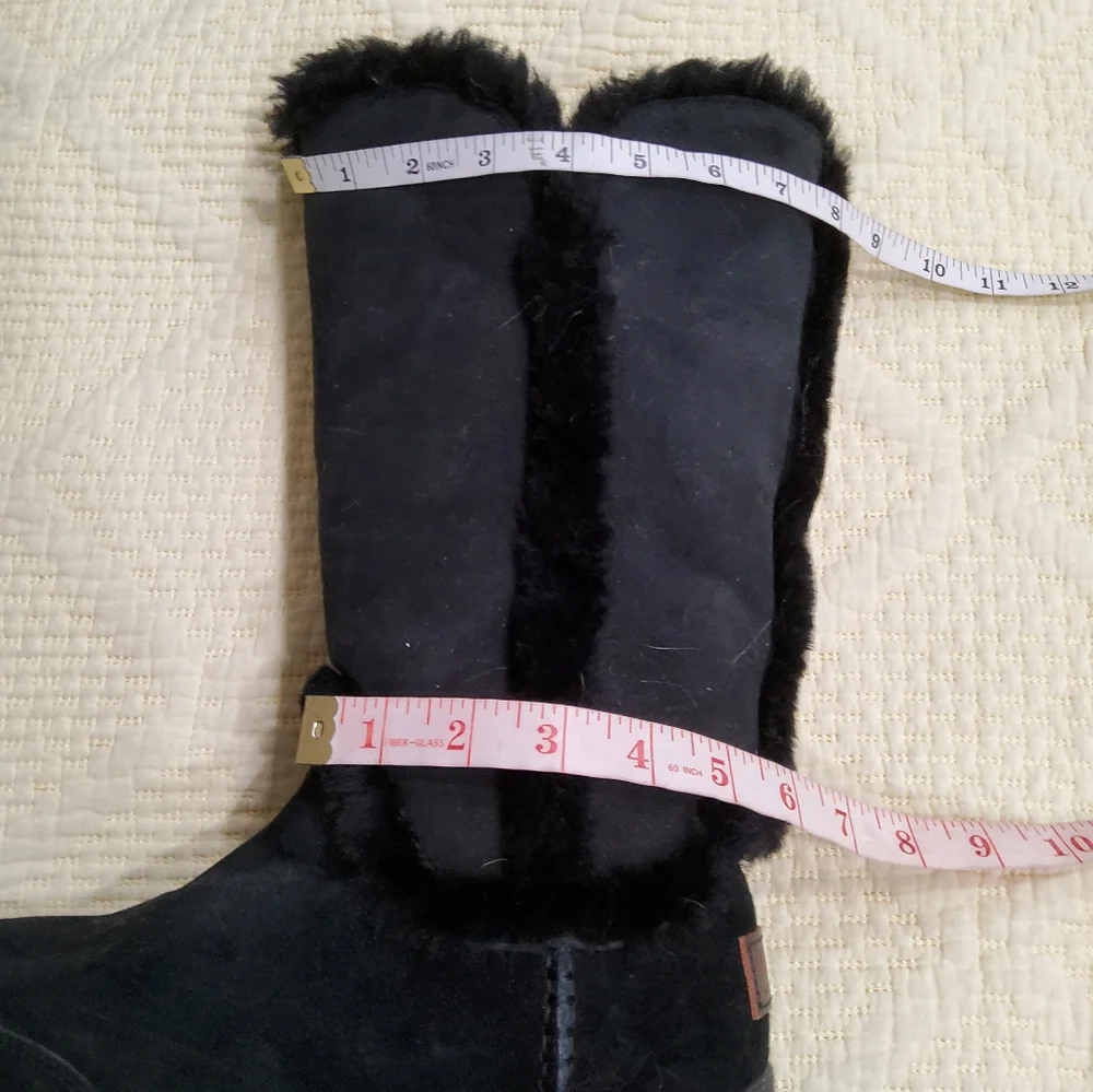 UGG Katia Waterproof Tall Black Shearling Suede Boots Size 9